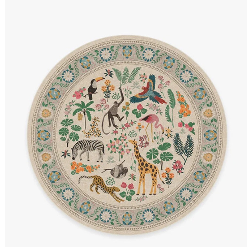 Round Multicolor Animal Print Rug